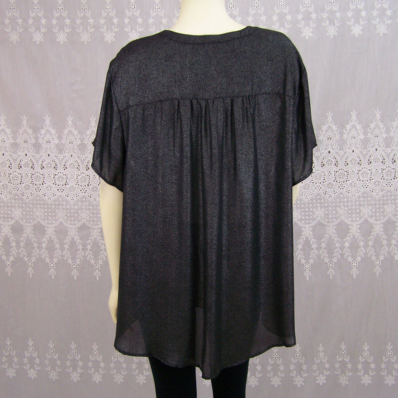 Torrid Button Front Black Foil Harper Blouse - Picture 4 of 7
